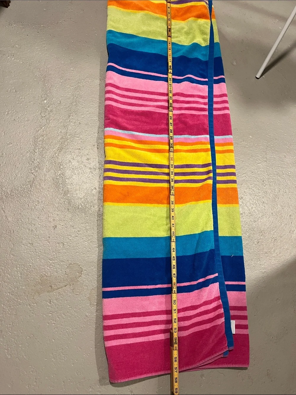 Rainbow Stripe Beach Towel - Pink & Multi about 65 x 57 approximately